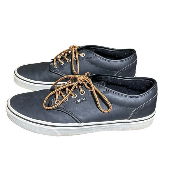 Vans Men’s Black Leather Shoes, Size 10.5 - Picture 4 of 9